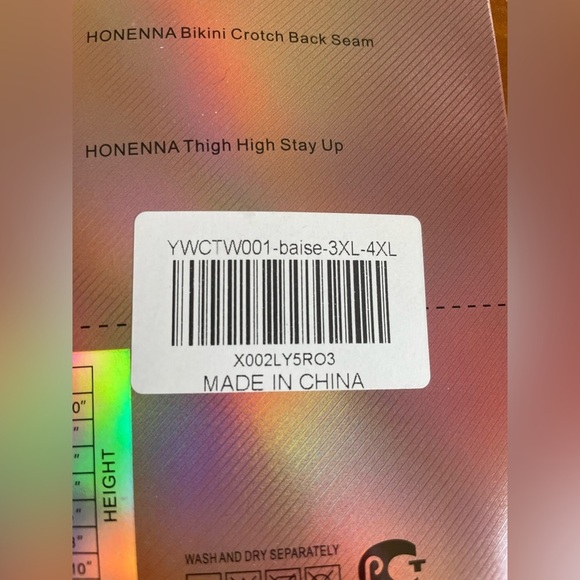 Honenna Pantyhose Thigh High Lace Tights, Cream NWT; size 3X-4X - Picture 2 of 5